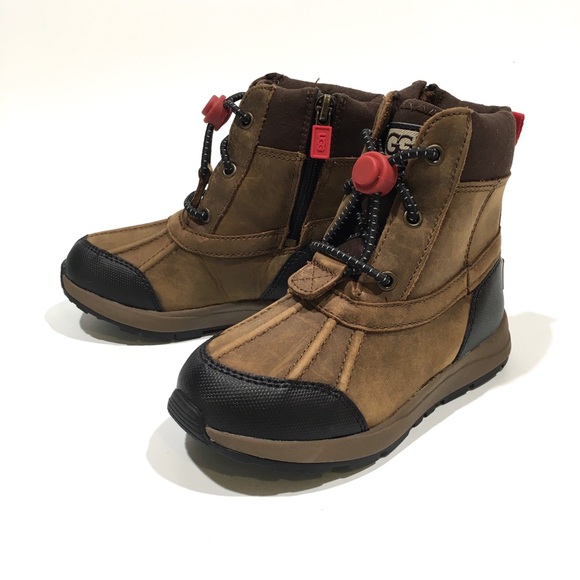UGG TURLOCK WATERPROOF SNOW BOOTS WALNUT BROWN LEATHER -LITTLE KIDS US 11 -NEW - Picture 5 of 7